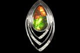 Ammolite Pendant with Sterling Silver and White Sapphires #143574-1